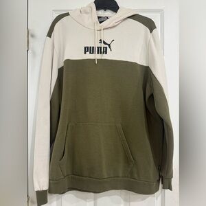 Green and White Long Sleeve Puma Sweater
